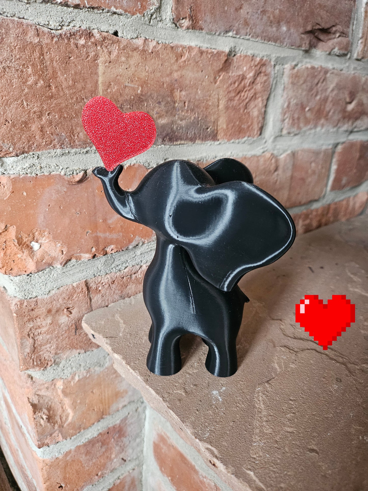 X 3D Druck Figuren Elefant mit Herz Geschenk Valentinstag