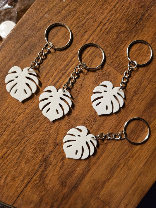 Schlüsselanhänger Monstera weiß 2er Set