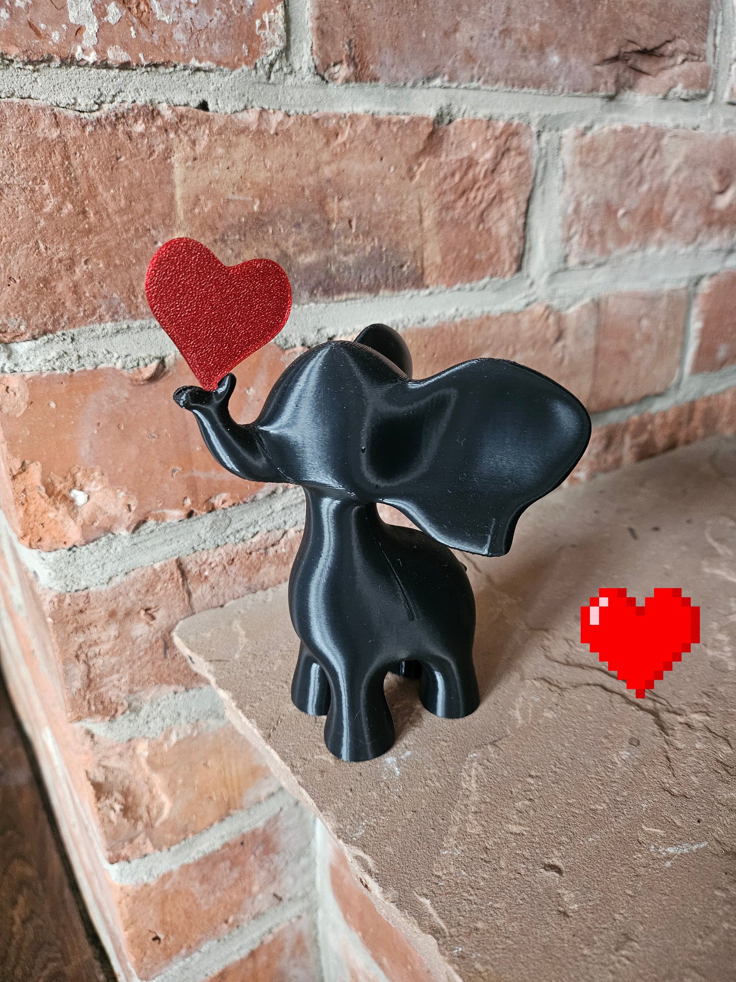 X 3D Druck Figuren Elefant mit Herz Geschenk Valentinstag