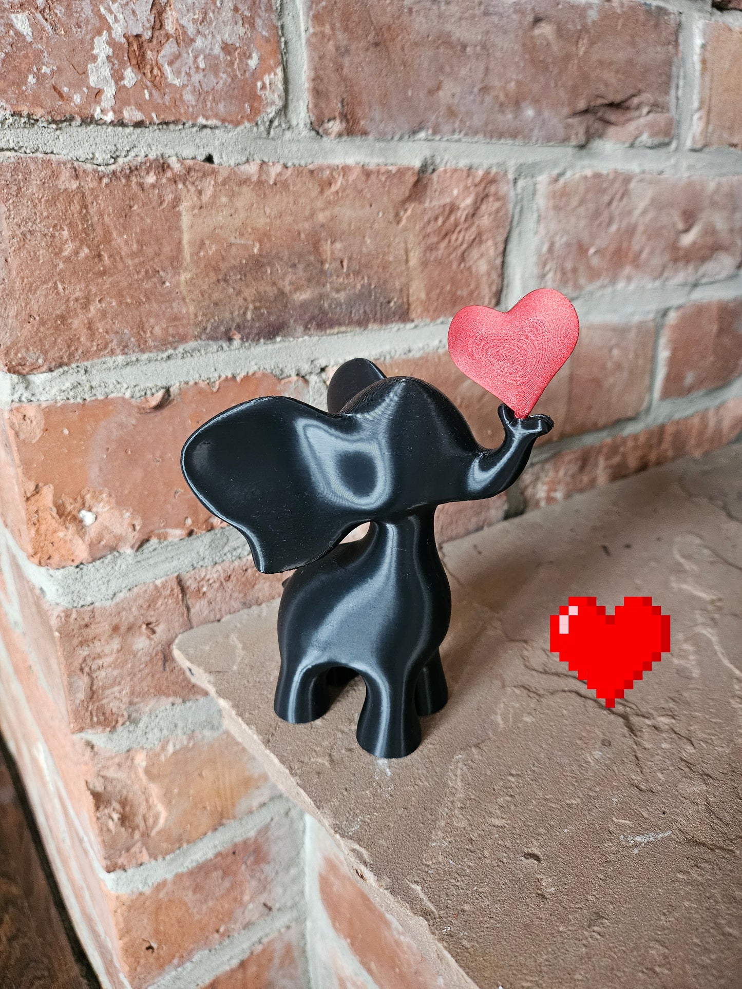 X 3D Druck Figuren Elefant mit Herz Geschenk Valentinstag