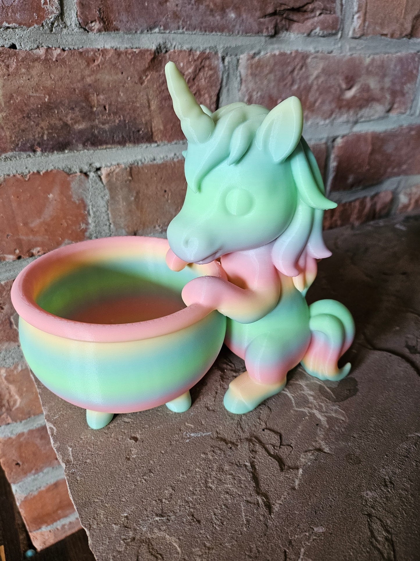 X 3D Druck Figuren Einhorn mit Schüssel Osternest leuchtet im dunkeln